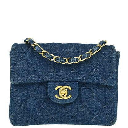 Chanel Blue Mini Classic Square Flap Shoulder Bag 17