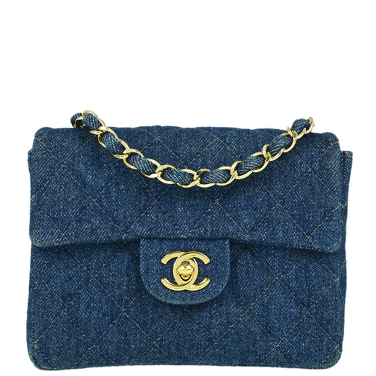 Chanel Blue Mini Classic Square Flap Shoulder Bag 17
