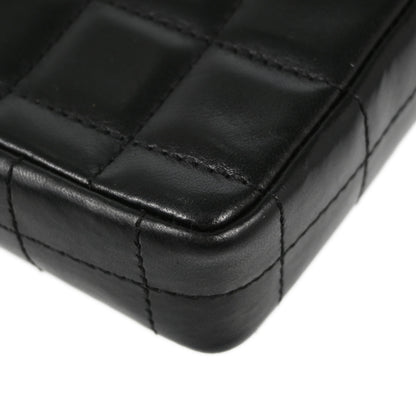 Chanel Black Lambskin Choco Bar East West Shoulder Bag