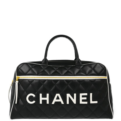 Chanel Black Calfskin Bowling Bag 50