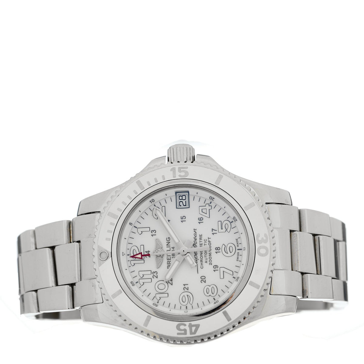 Stainless Steel 36mm Superocean II Automatic Watch White A17312