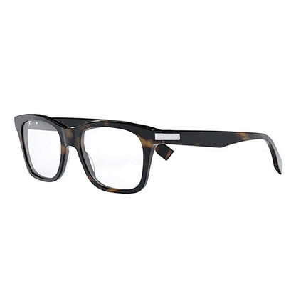 Fendi Eyeglasses Square Full Rim, Dark Havana Frame and Clear Demo Lenses Lens FE50030I052