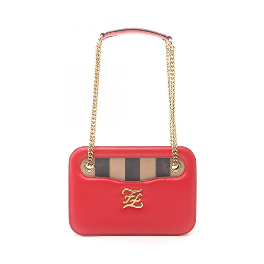 Fendi Calligraphy Leather Shoulder Bag