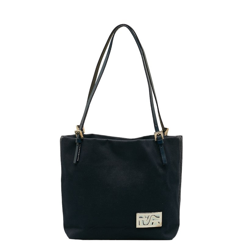 Fendi Logo Hardware Canvas Leather 2Way Bag