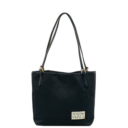 Fendi Logo Hardware Canvas Leather 2Way Bag