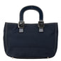 Fendi Logo Hardware Canvas Leather Handbag