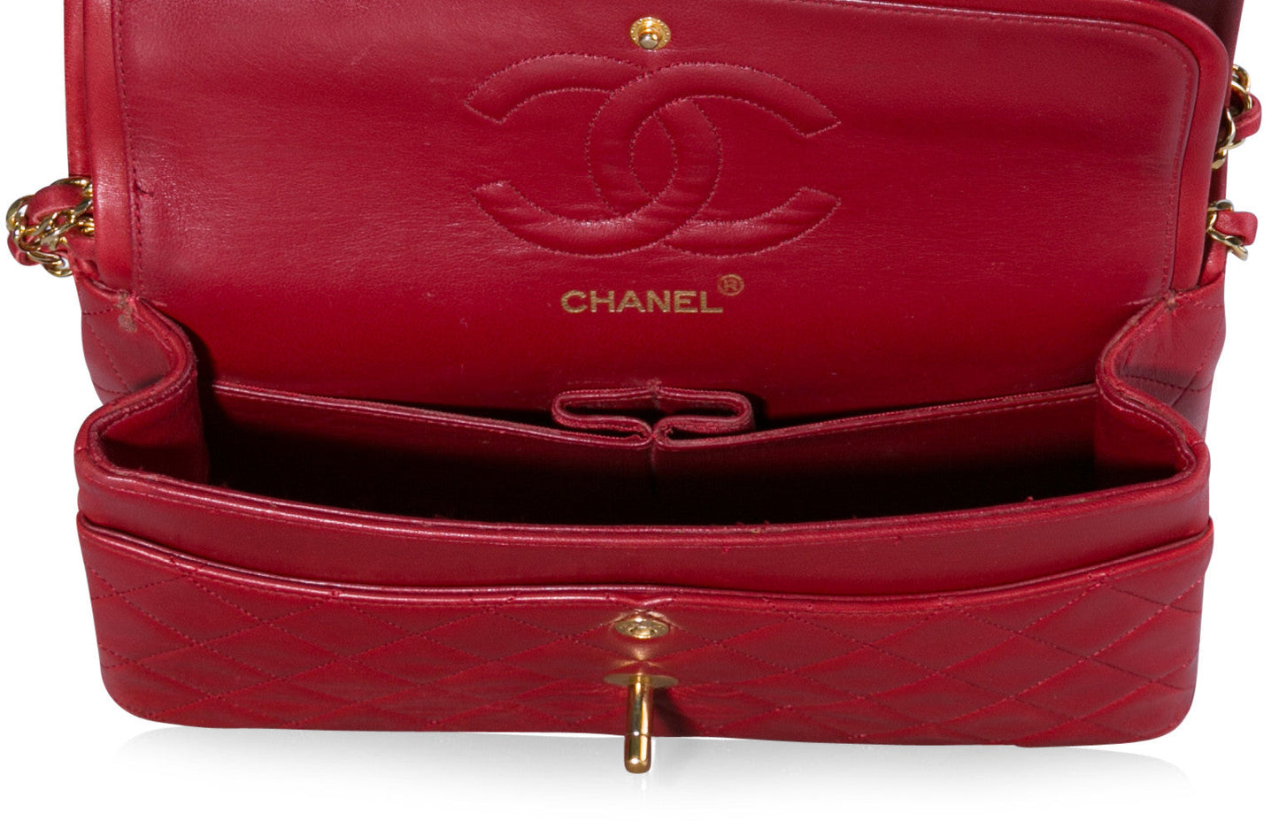 Chanel 2 55 Leather Gold Shoulder Bag