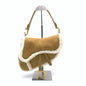 Dior Saddle 2020 Shoulder Bag Shearling Brown and While
