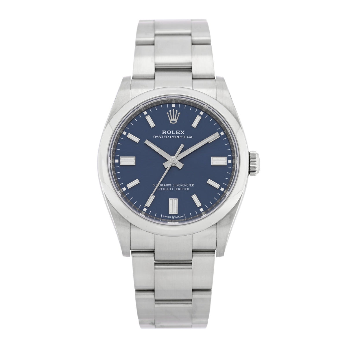 Stainless Steel 36mm Oyster Perpetual Watch Bright Blue 126000