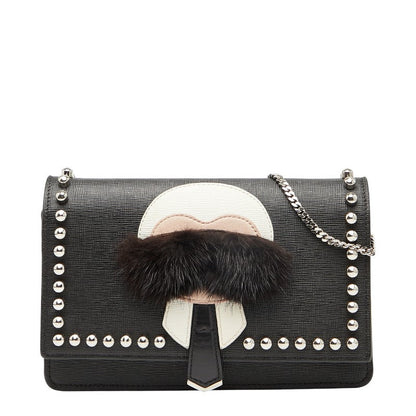 Fendi Karlito Studs Leather Shoulder Bag