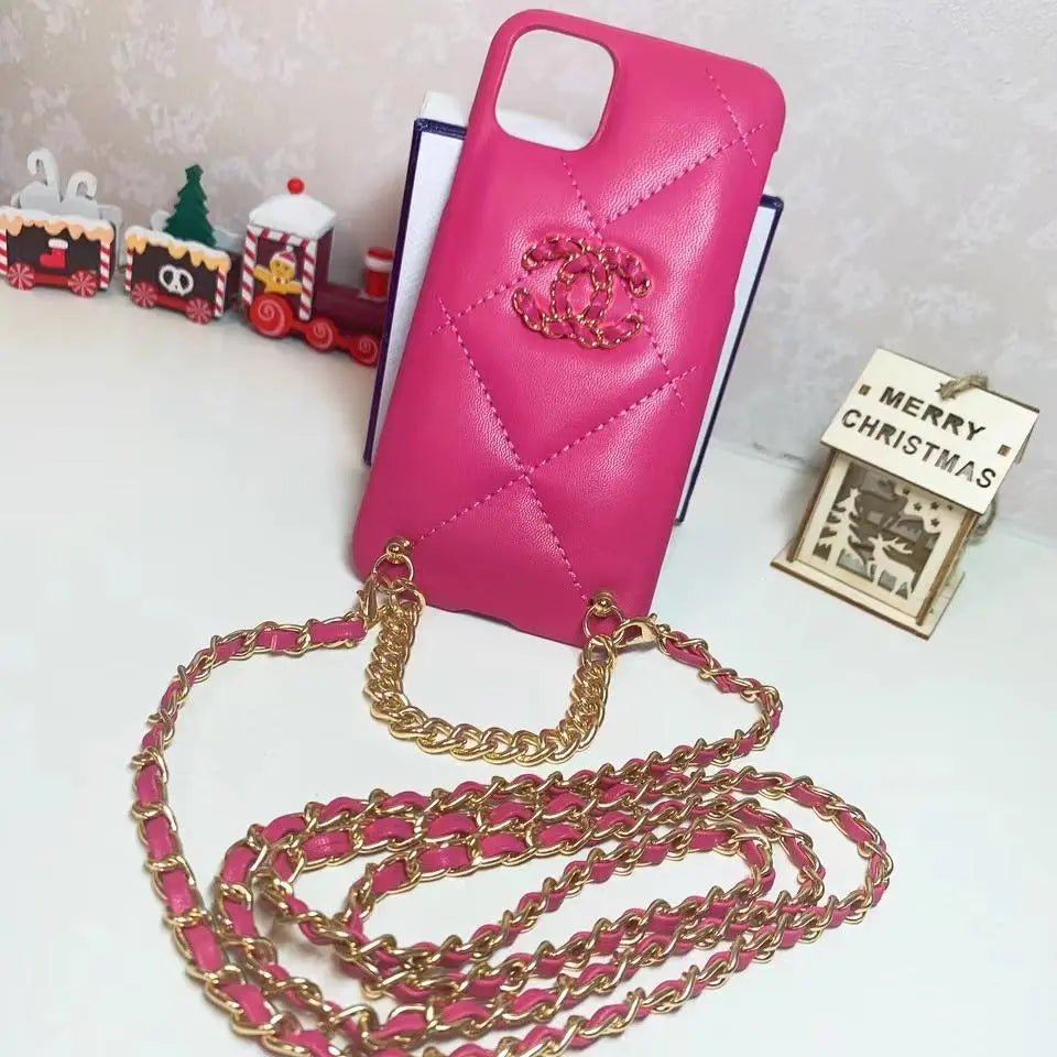 Luxury leather chain phone case