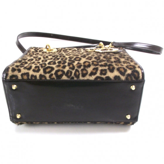 DIOR LADY DIOR PONY HAIR LEOPARD HANDBAG