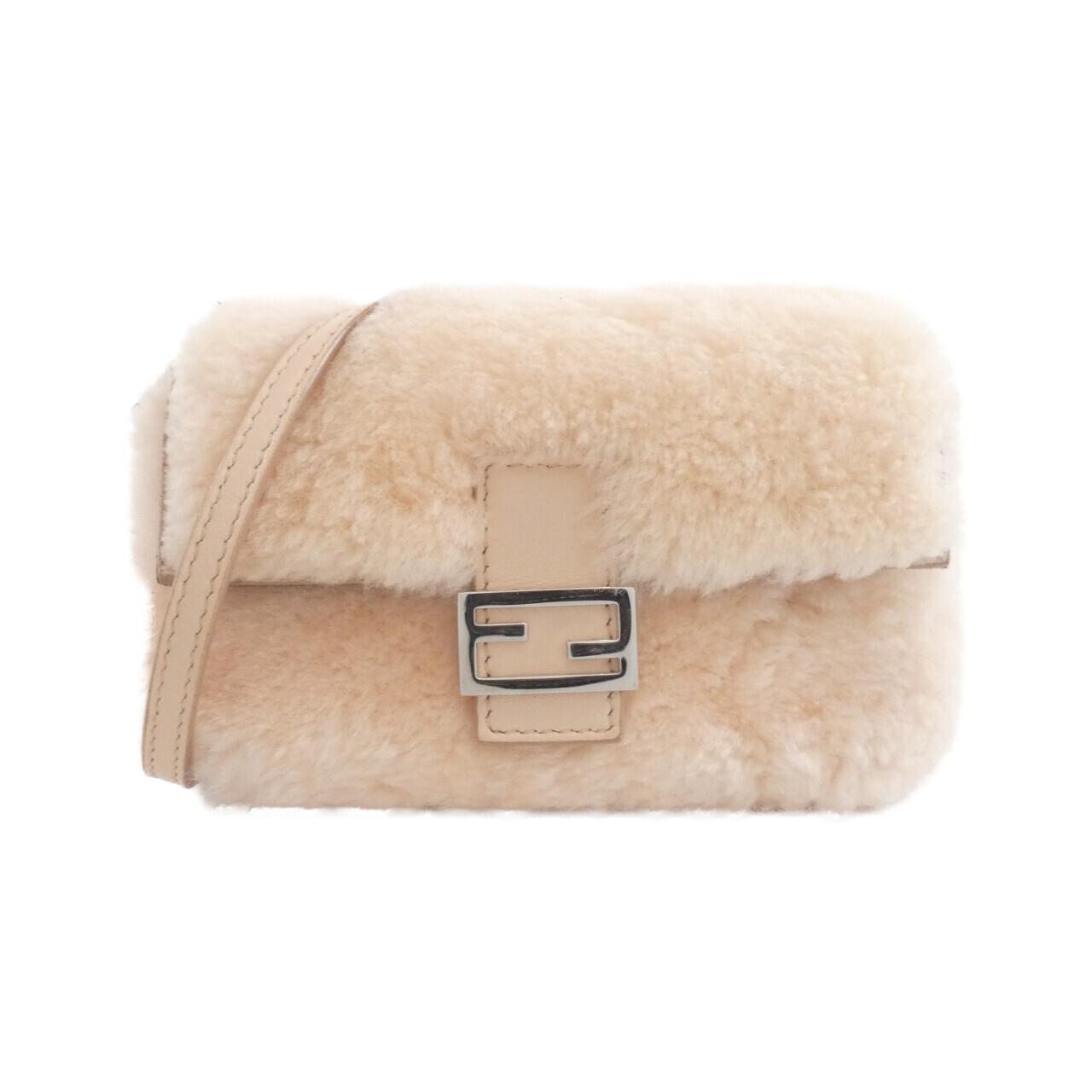 Fendi Micro Baguette Lambskin Lamb Fur Shoulder Bag