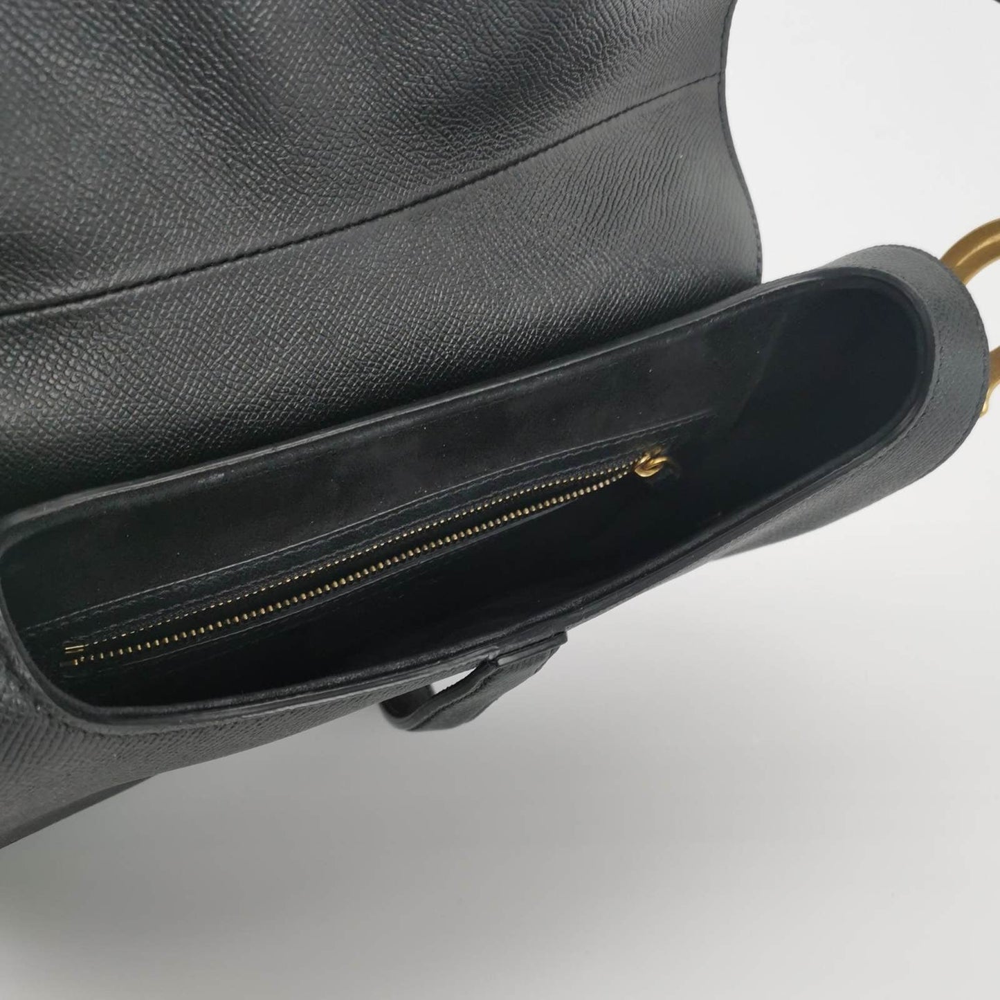 Dior Saddle Black Medium Grained Leather Handbag