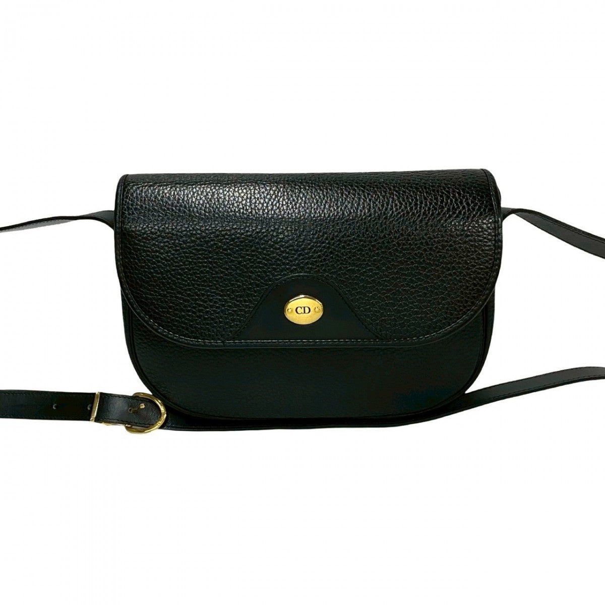 Dior Shoulder Bag leather black CD logo Metal Women