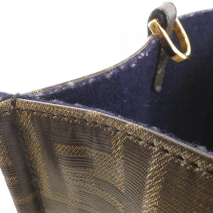 Fendi Zucchino Canvas Leather Shoulder Bag
