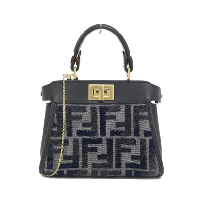 Fendi Nano Peekaboo Canvas Leather Shoulder Bag