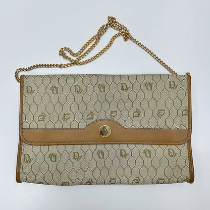 Christian Dior Pvc Leather Shoulder Bag Auth Beige Medium Di2020Ce