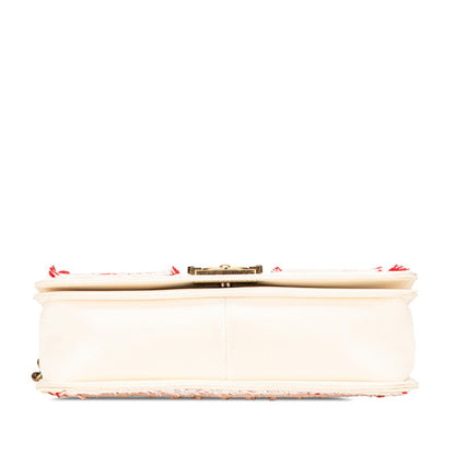 Chanel Boy Chanel Coco Mark CUBA Lambskin Sequin Canvas Shoulder Bag