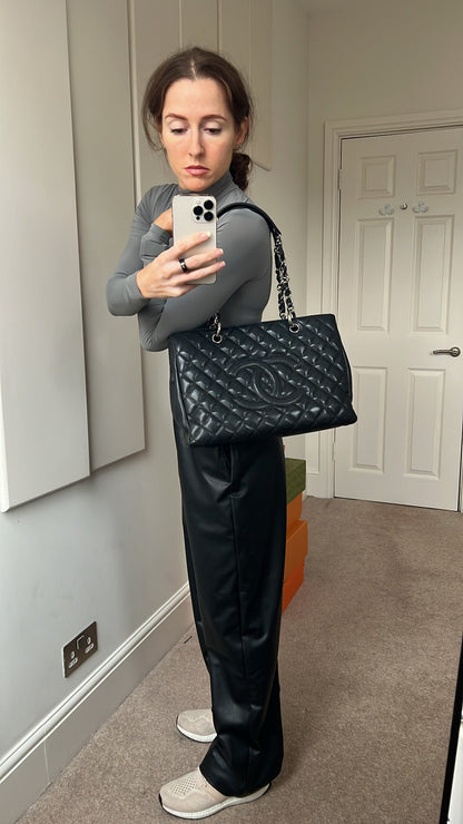 Chanel Caviar Black Silver Tote