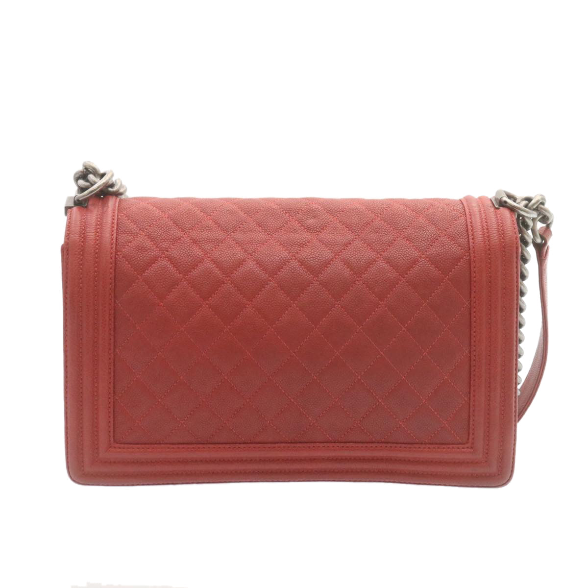 Chanel Boy Leather Red Chain Shoulder Bag