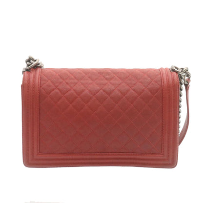 Chanel Boy Leather Red Chain Shoulder Bag