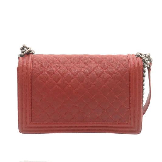 Chanel Boy Leather Red Chain Shoulder Bag
