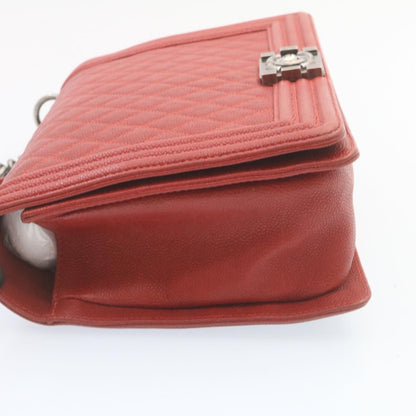 Chanel Boy Leather Red Chain Shoulder Bag