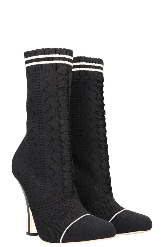 FENDI Heels Boots Stretch Fabric Black
