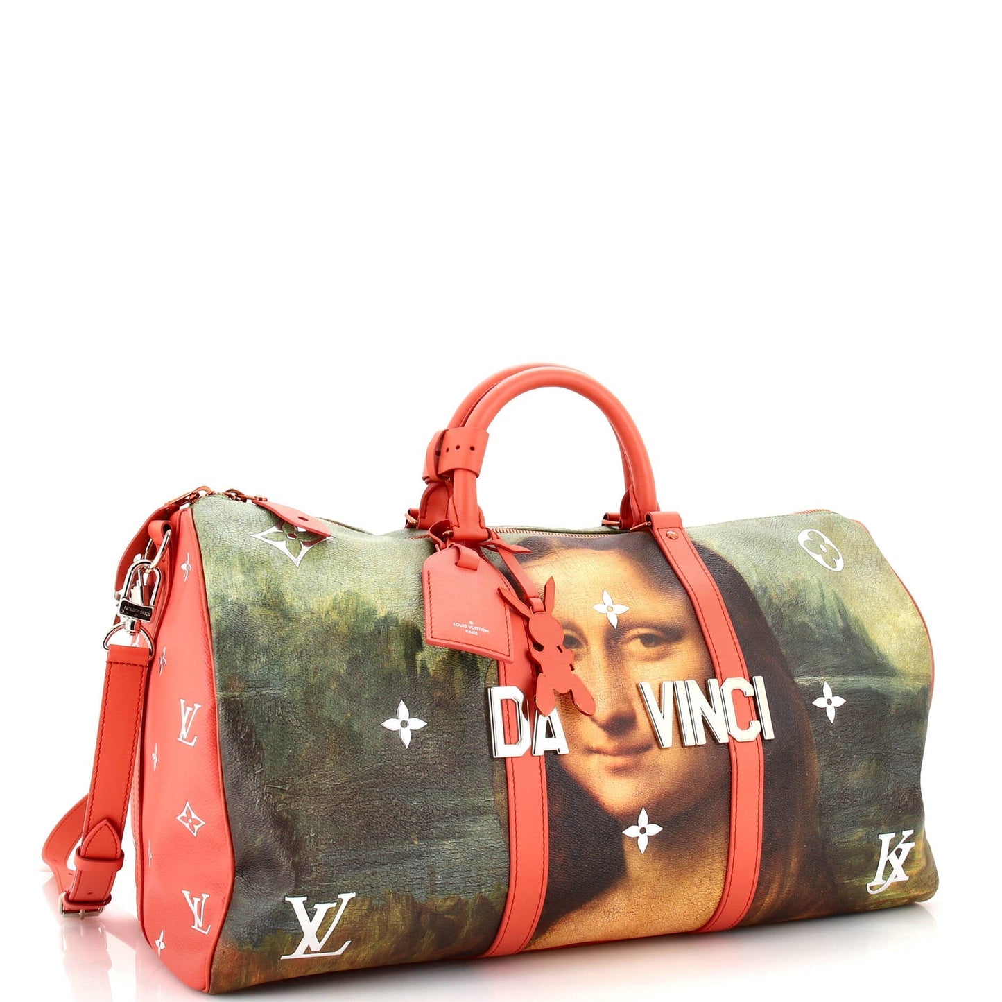 Louis Vuitton Keepall Bandouliere Bag Limited Edition Jeff Koons Da Vinci Print Canvas 50