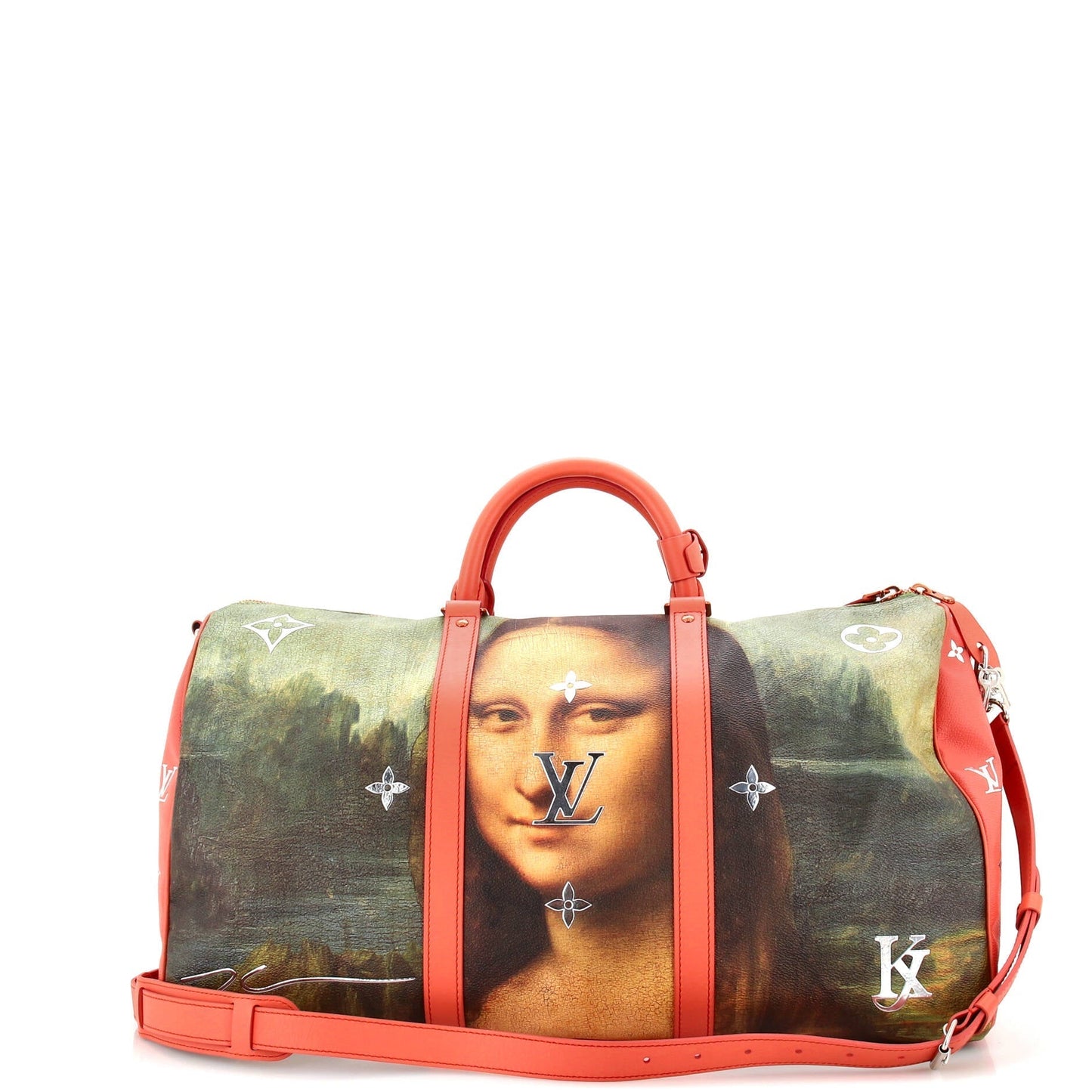 Louis Vuitton Keepall Bandouliere Bag Limited Edition Jeff Koons Da Vinci Print Canvas 50