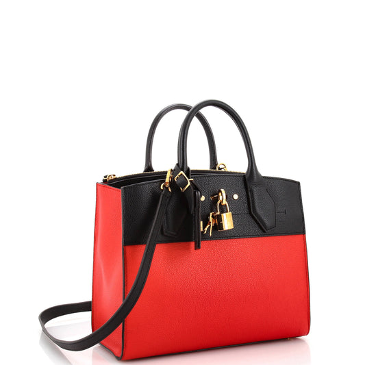 Louis Vuitton City Steamer Handbag Leather PM
