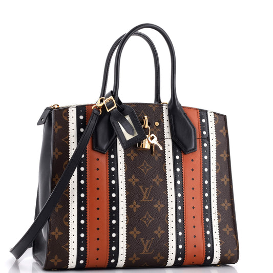 Louis Vuitton City Steamer Handbag Limited Edition Brogue Monogram Canvas and Leather MM