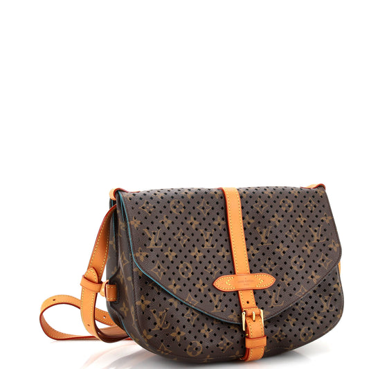 Louis Vuitton Flore Saumur Handbag Perforated Monogram Canvas