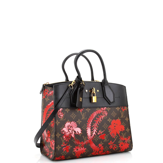 Louis Vuitton City Steamer Handbag Limited Edition Blossom Monogram Canvas and Leather MM