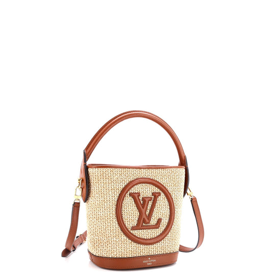 Louis Vuitton Petit Bucket NM Bag Raffia with Leather