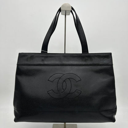 Chanel Black Perforated Calfskin Tote Handbag