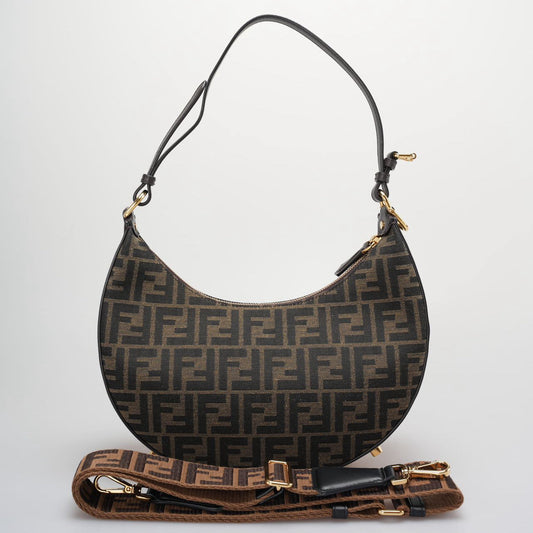 Fendi Graphy Small Brown FF Jacquard Fabric Bag