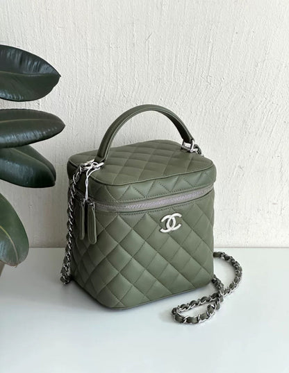 Chanel 21 Olive Green Vanity Case Too Handle Chain Bag