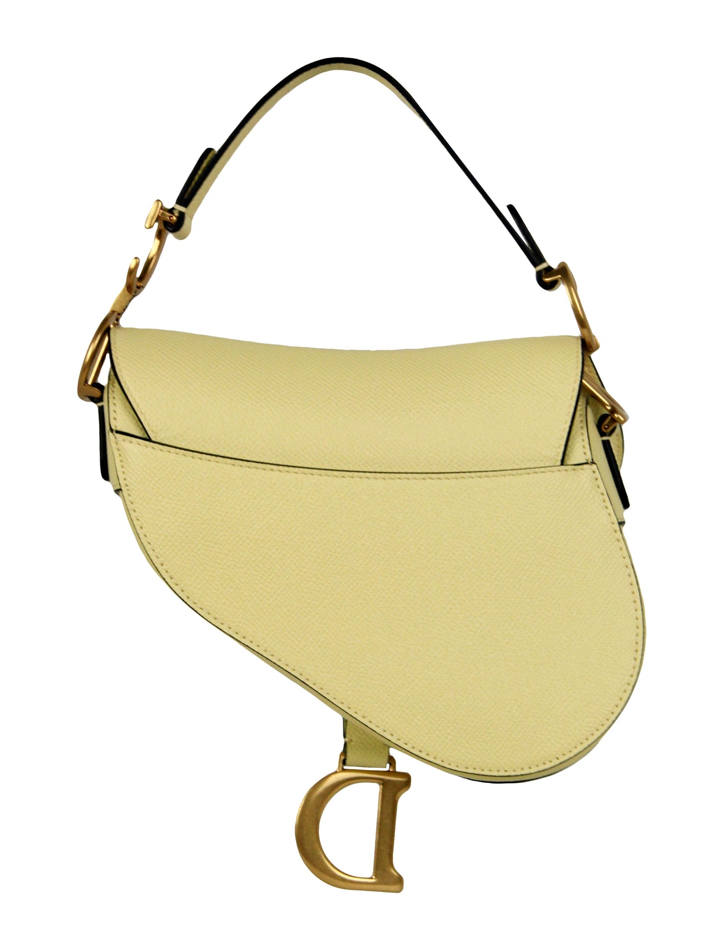 Christian Dior Yellow Grained Leather Mini Saddle Bag