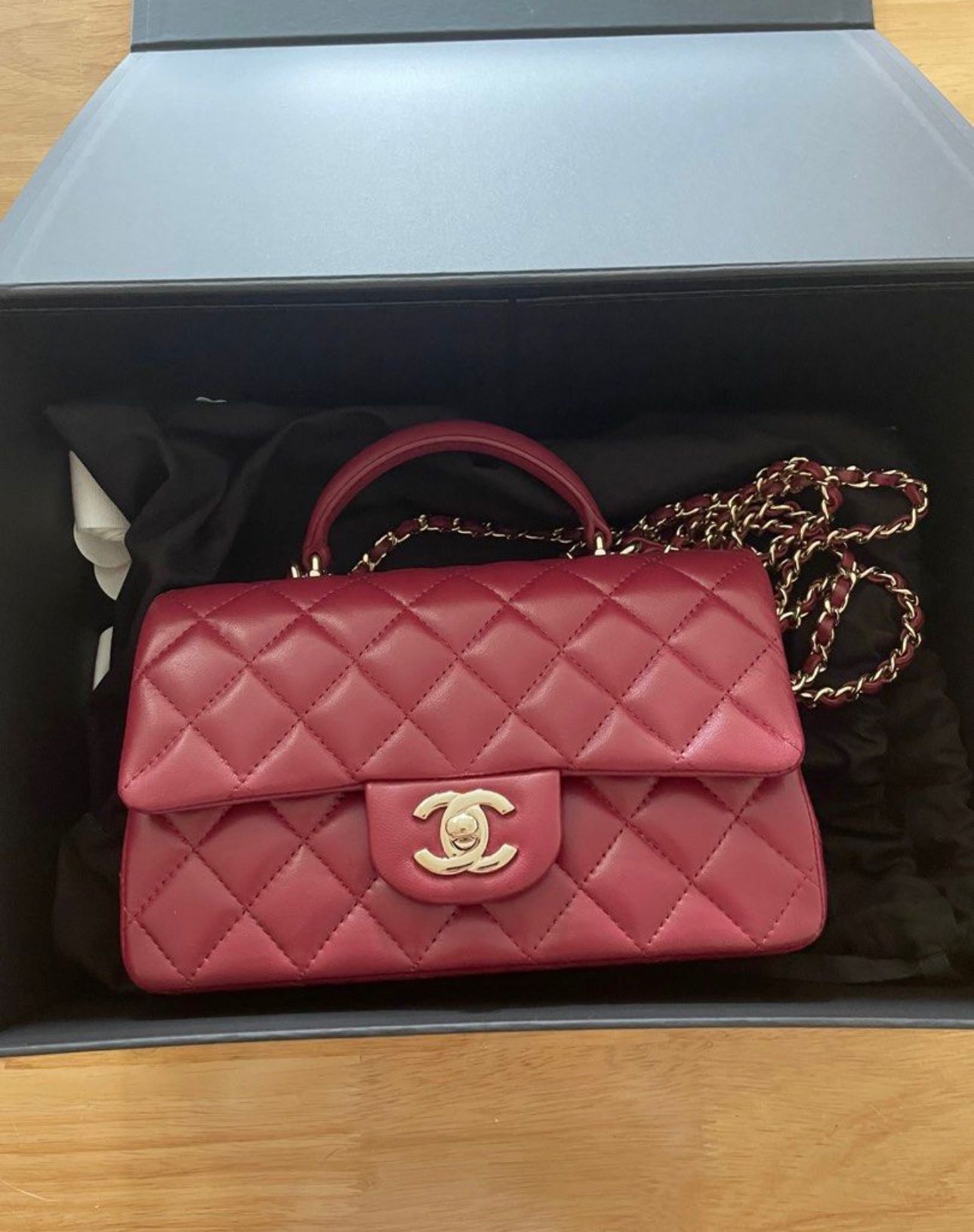 Chanel Lambskin Burgundy Shoulder Bag