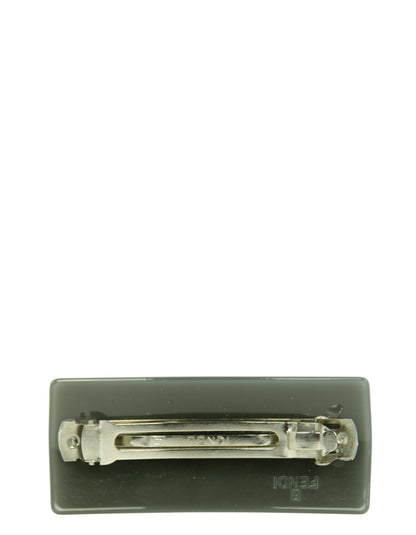 Fendi Grey Resin Logo Hair Barrette