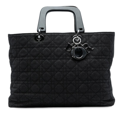 Black Dior Extra Large Denim Cannage Lady Dior Satchel