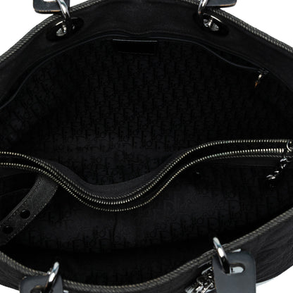 Black Dior Extra Large Denim Cannage Lady Dior Satchel
