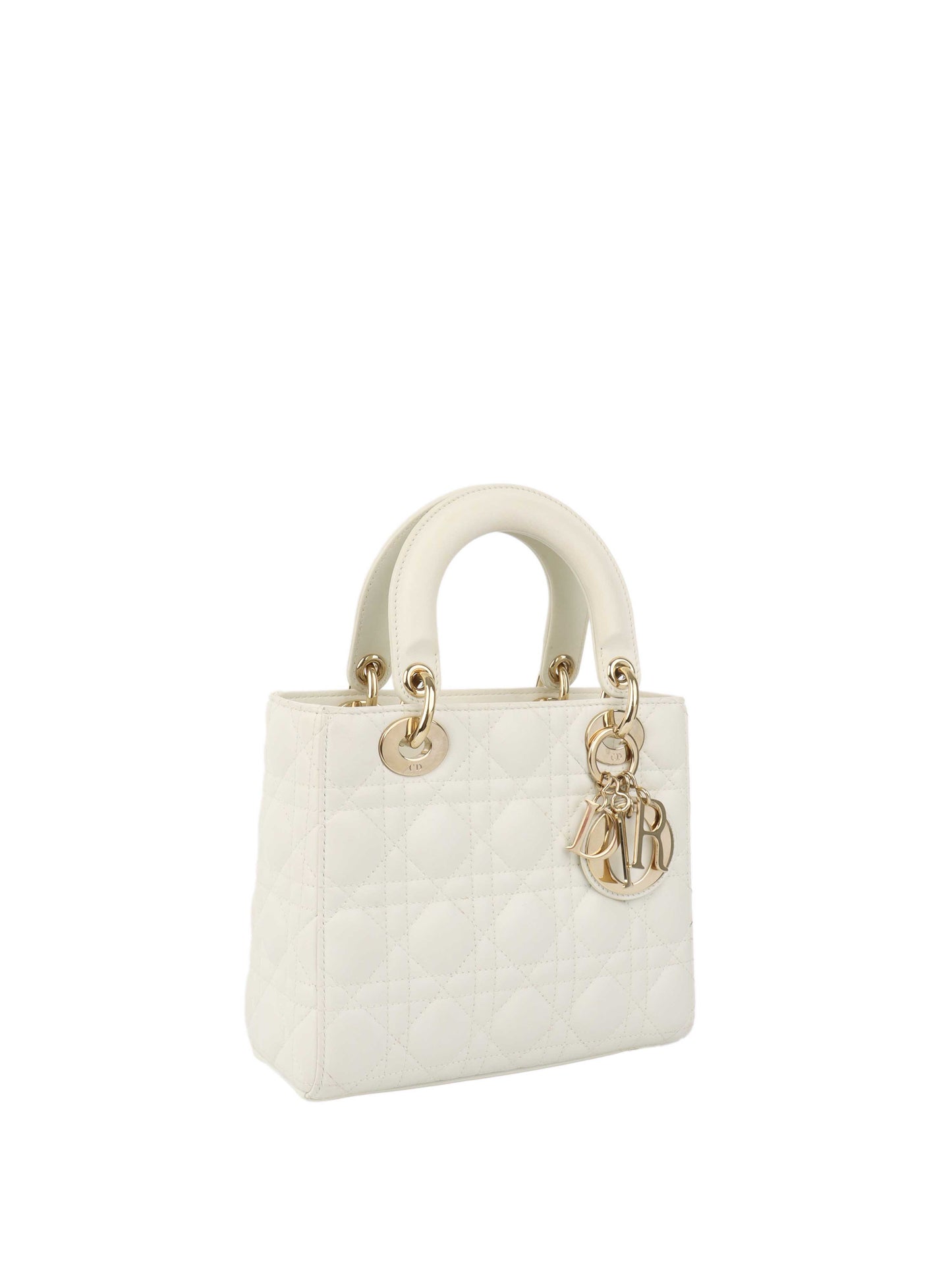 Dior White Small Lady Dior Bag Ghw