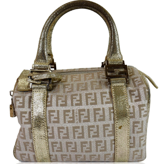 Fendi Luxury Leather Gold Handbag