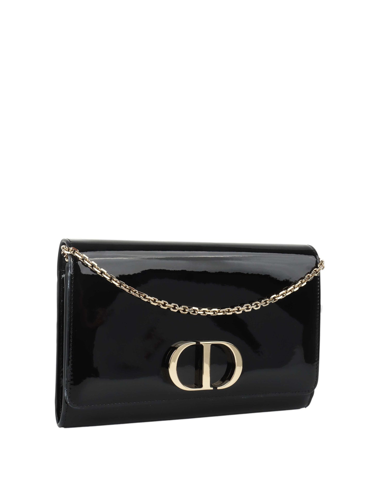 Dior Black Patent Leather 30 Montaigne Chain Clutch
