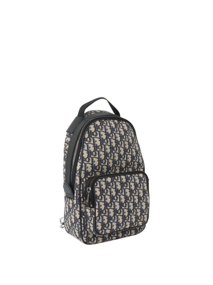Dior Blue Oblique Canvas Crossbody Sling Bag