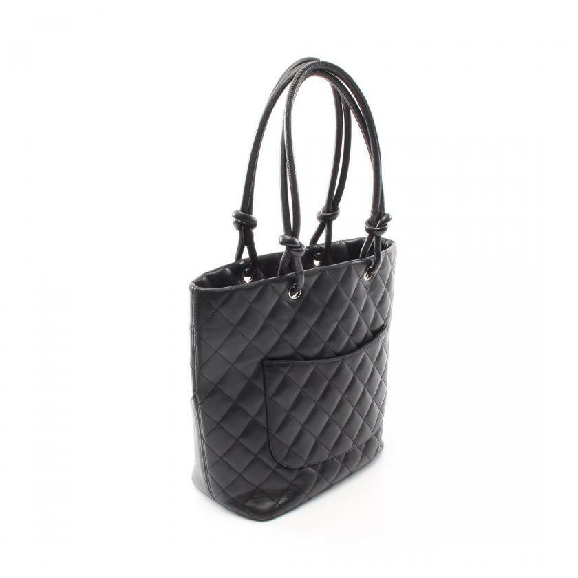 Chanel Cambon Medium Leather Black White Silver Tote