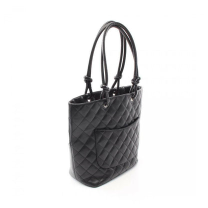Chanel Cambon Medium Leather Black White Silver Tote